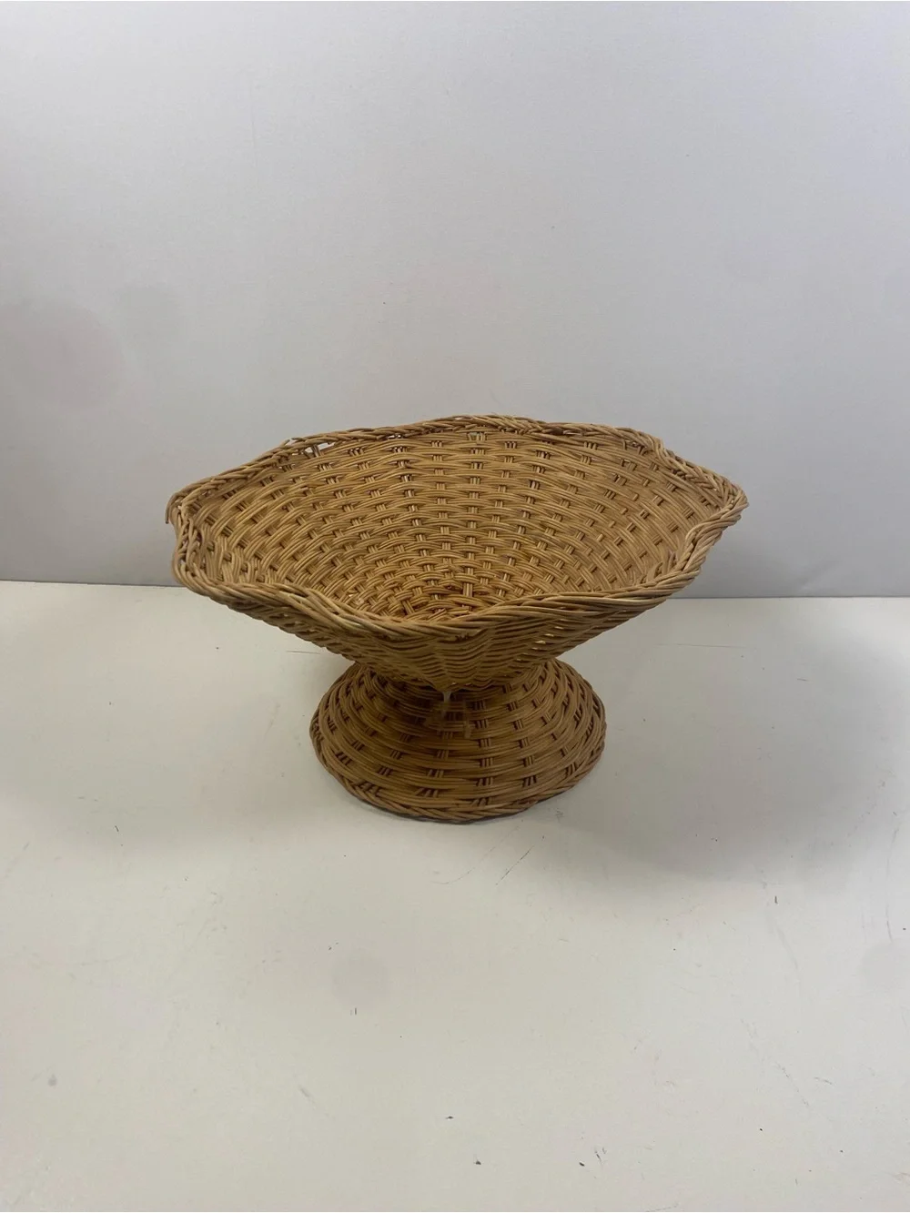 Studio McGee Woven Rattan Pedestal Natural Brown Basket 15” Diameter
